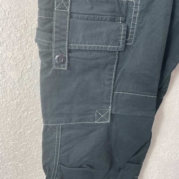 prAna Womens Black Cropped Cargo Capri Pant Drawstring Hem Sz M - Picture 3 of 6